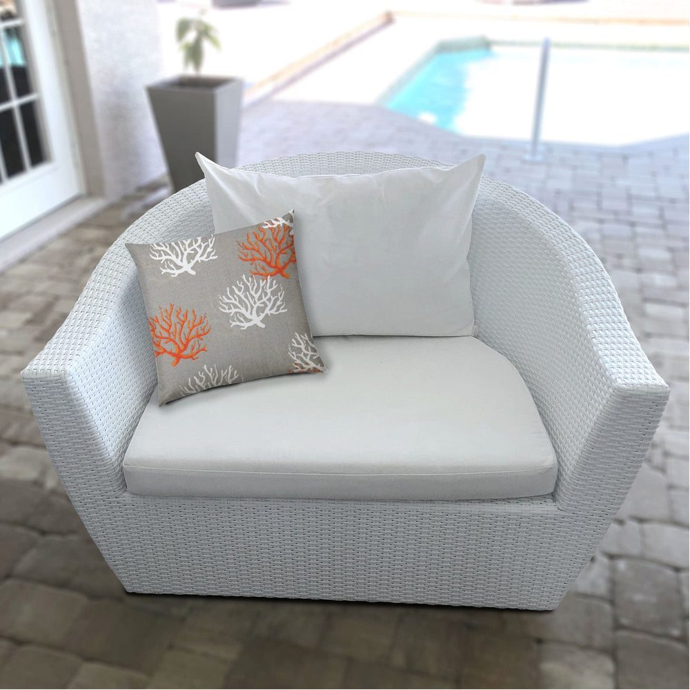 17" X 17" Gray And White Corals Blown Seam Coastal Lumbar Indoor Outdoor Pillow - Homeroots - Flyclothing LLC