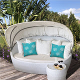 17" X 17" Aqua And White Corals Blown Seam Coastal Lumbar Indoor Outdoor Pillow - Homeroots - Flyclothing LLC