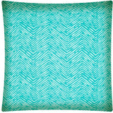 17" X 17" Turquoise And White Blown Seam Zigzag Lumbar Indoor Outdoor Pillow - Homeroots