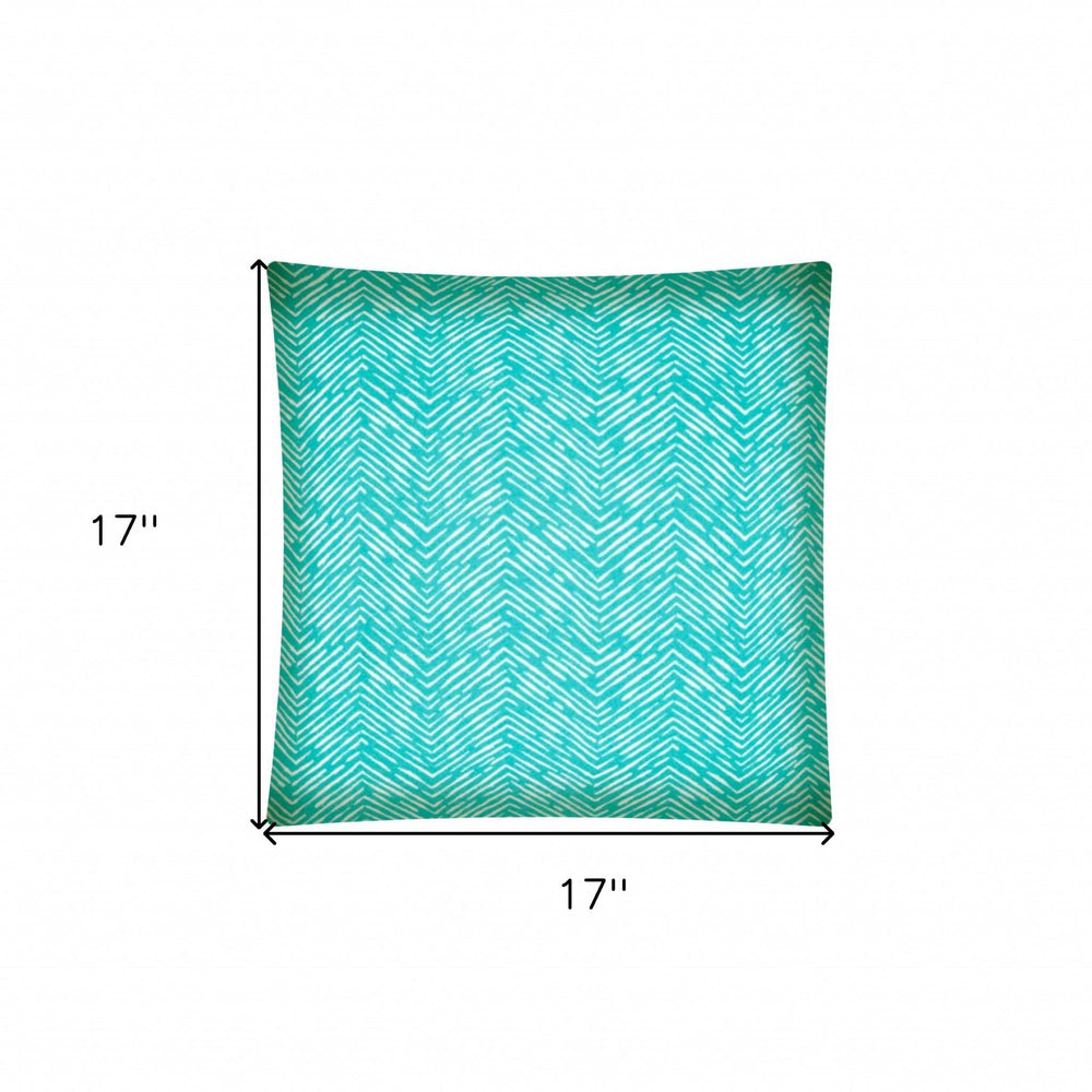 17" X 17" Turquoise And White Blown Seam Zigzag Lumbar Indoor Outdoor Pillow - Homeroots - Flyclothing LLC