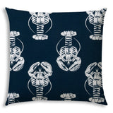17" X 17" Navy Blue And White Lobster Blown Seam Coastal Lumbar Indoor Outdoor Pillow - Homeroots