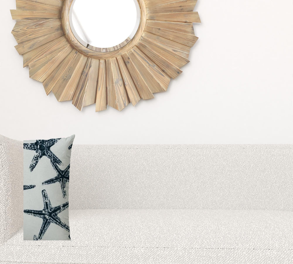 17" X 17" Navy Blue And White Starfish Blown Seam Coastal Lumbar Indoor Outdoor Pillow - Homeroots - Flyclothing LLC