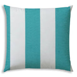 17" X 17" Turquoise And White Blown Seam Striped Lumbar Indoor Outdoor Pillow - Homeroots