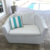 17" X 17" Turquoise And White Blown Seam Striped Lumbar Indoor Outdoor Pillow - Homeroots - Flyclothing LLC