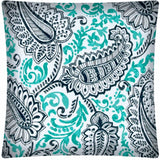 17" X 17" Navy Blue And White Blown Seam Paisley Lumbar Indoor Outdoor Pillow - Homeroots