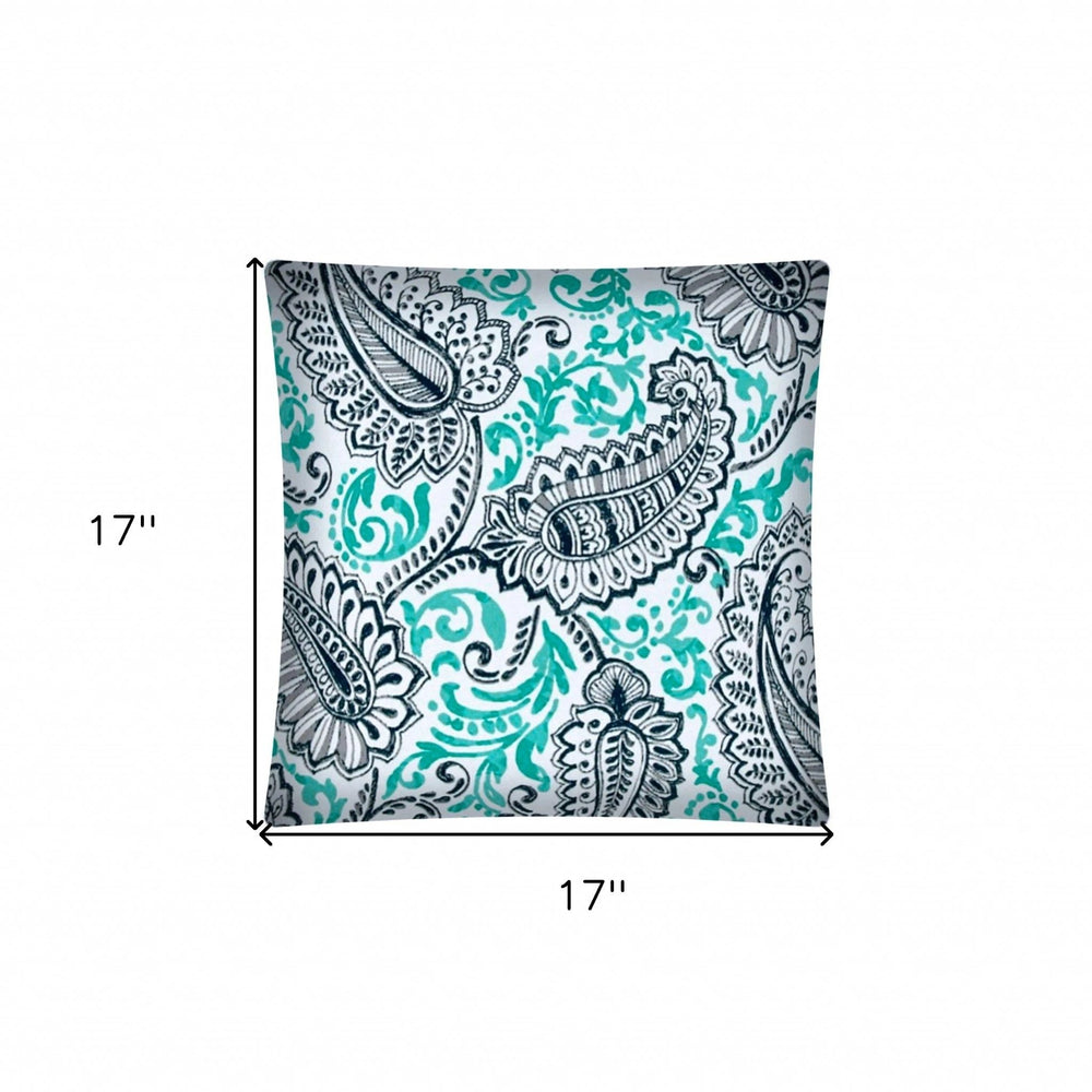 17" X 17" Navy Blue And White Blown Seam Paisley Lumbar Indoor Outdoor Pillow - Homeroots - Flyclothing LLC