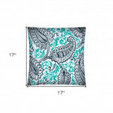 17" X 17" Navy Blue And White Blown Seam Paisley Lumbar Indoor Outdoor Pillow - Homeroots