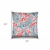 17" X 17" Coral And White Blown Seam Paisley Lumbar Indoor Outdoor Pillow - Homeroots