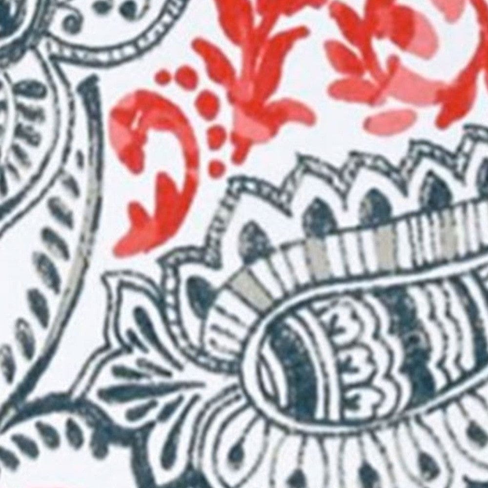 17" X 17" Coral And White Blown Seam Paisley Lumbar Indoor Outdoor Pillow - Homeroots - Flyclothing LLC