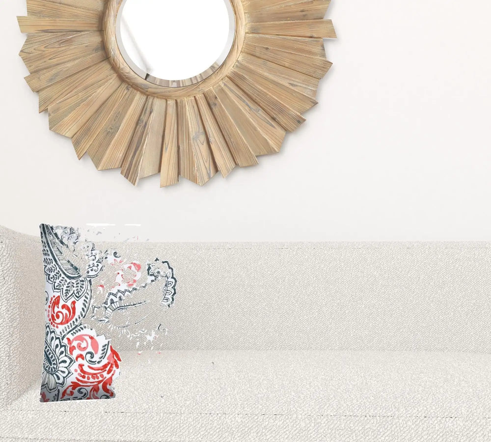 17" X 17" Coral And White Blown Seam Paisley Lumbar Indoor Outdoor Pillow - Homeroots - Flyclothing LLC