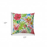 17" X 17" White And Green Blown Seam Floral Lumbar Indoor Outdoor Pillow - Homeroots - Flyclothing LLC
