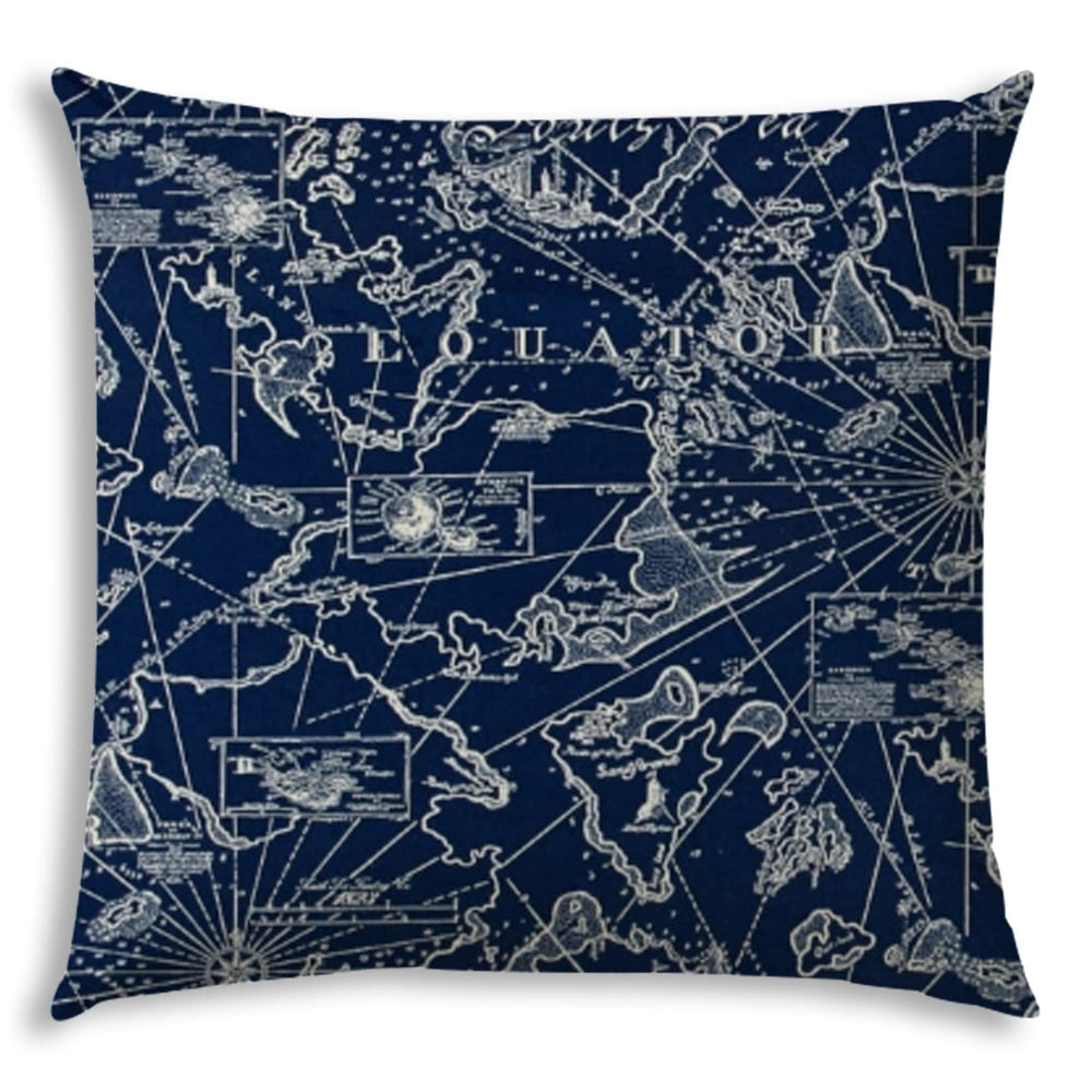 17" X 17" Navy Blue Blown Seam Indoor Outdoor Lumbar Pillow - Homeroots