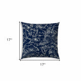 17" X 17" Navy Blue Blown Seam Indoor Outdoor Lumbar Pillow