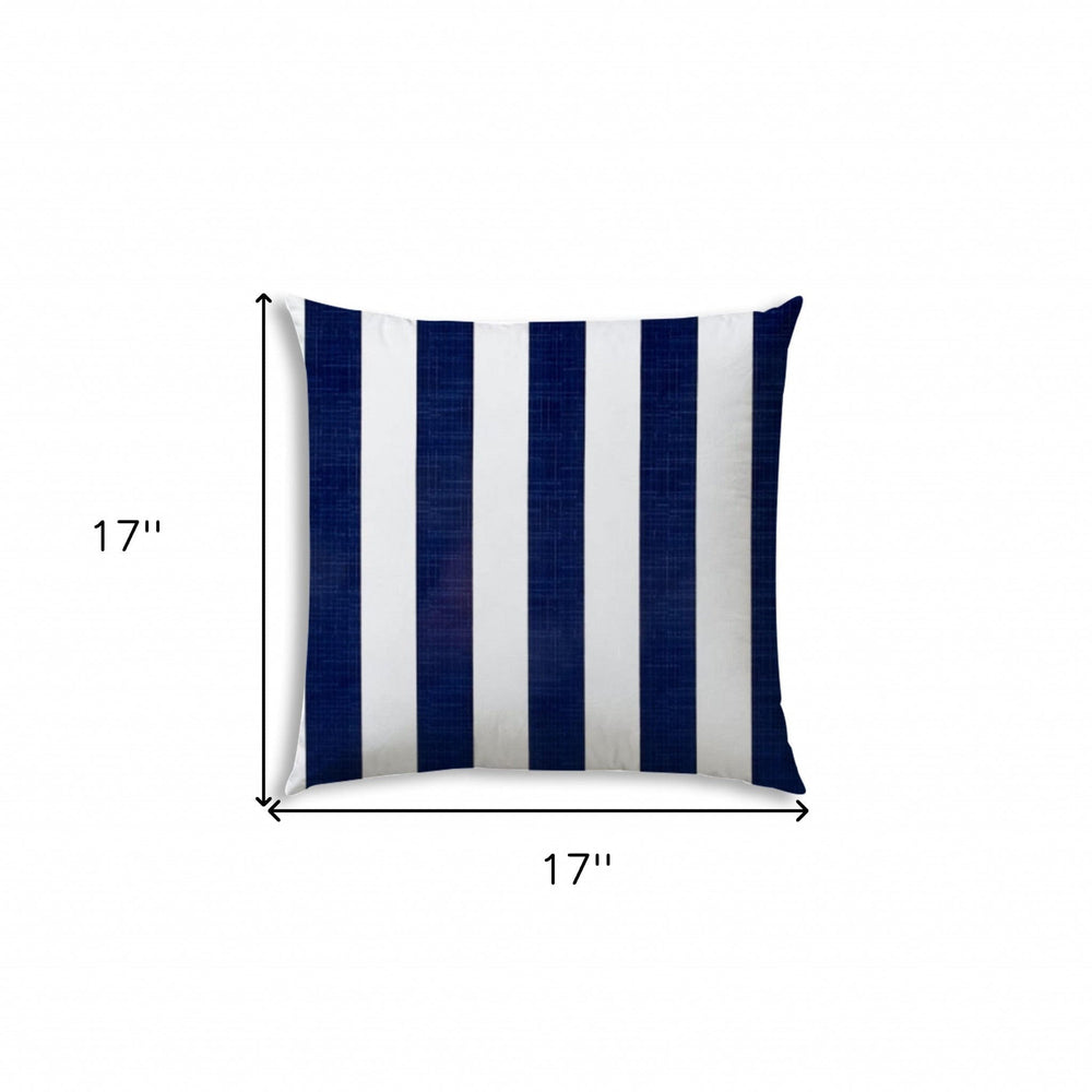 17" X 17" Navy Blue And White Blown Seam Striped Lumbar Indoor Outdoor Pillow - Homeroots - Flyclothing LLC
