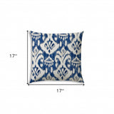 17" X 17" Indigo And Cream Blown Seam Ikat Lumbar Indoor Outdoor Pillow - Homeroots - Flyclothing LLC
