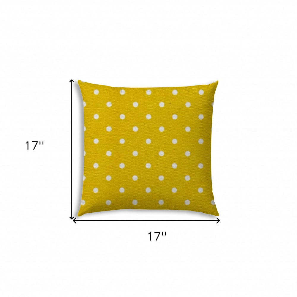 17" X 17" White And Yellow Blown Seam Polka Dots Lumbar Indoor Outdoor Pillow - Homeroots - Flyclothing LLC