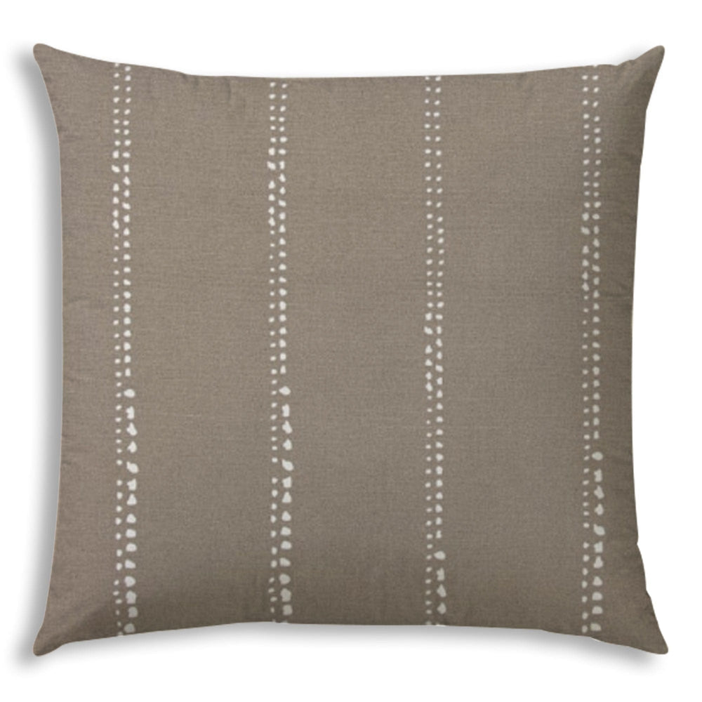 17" X 17" Taupe And White Blown Seam Polka Dots Lumbar Indoor Outdoor Pillow - Homeroots