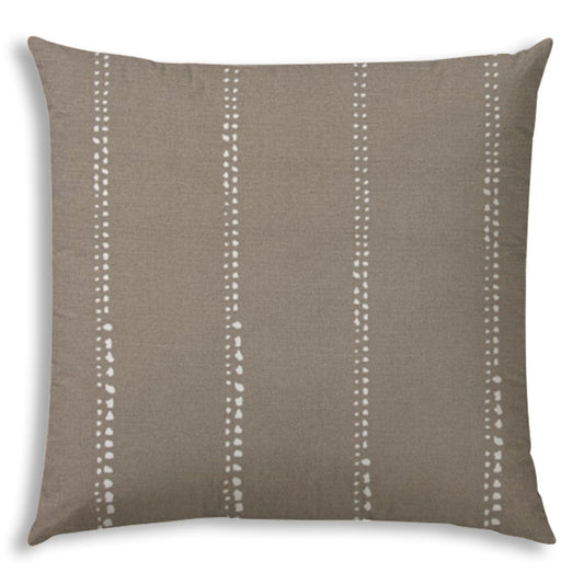 17" X 17" Taupe And White Blown Seam Polka Dots Lumbar Indoor Outdoor Pillow - Homeroots