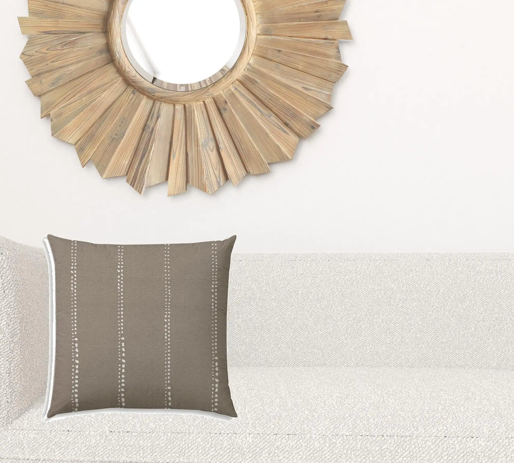 17" X 17" Taupe And White Blown Seam Polka Dots Lumbar Indoor Outdoor Pillow - Homeroots - Flyclothing LLC