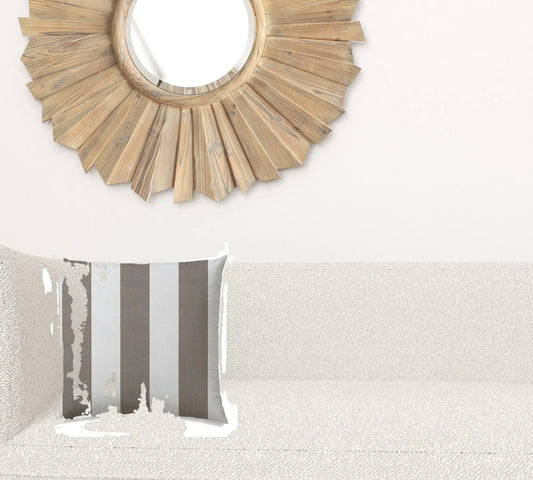 17" X 17" Taupe And Ivory Blown Seam Striped Lumbar Indoor Outdoor Pillow - Homeroots