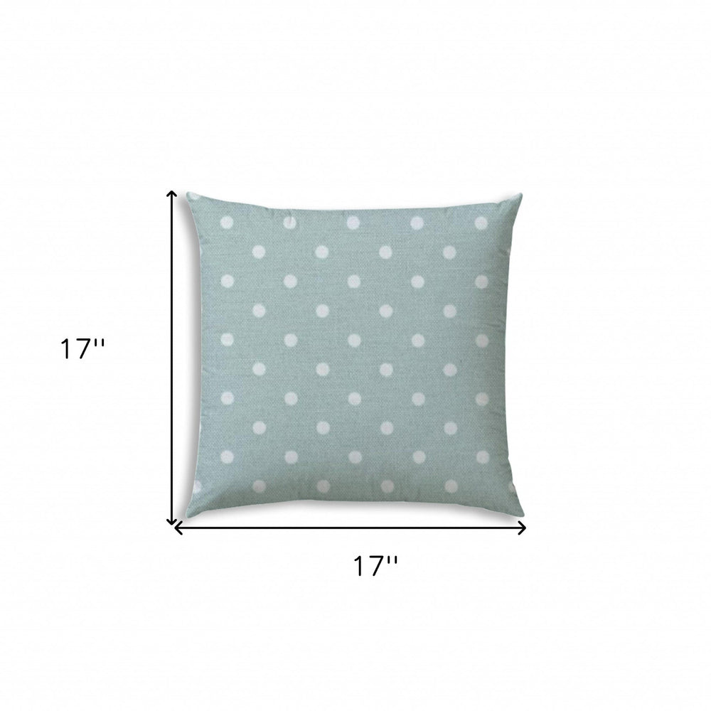 17" Sea Green Polka Dots Indoor Outdoor Throw Pillow - Homeroots - Flyclothing LLC