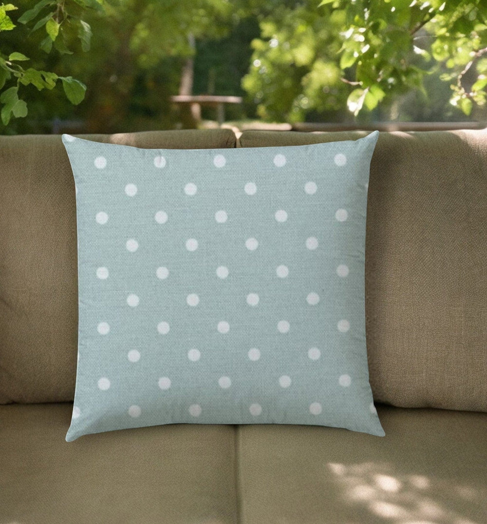 17" Sea Green Polka Dots Indoor Outdoor Throw Pillow - Homeroots - Flyclothing LLC