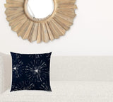 17" X 17" Navy Blue And White Blown Seam Floral Lumbar Indoor Outdoor Pillow - Homeroots
