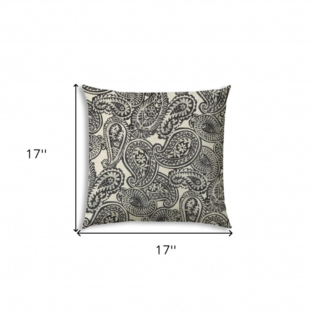 17" X 17" Gray And Cream Blown Seam Paisley Lumbar Indoor Outdoor Pillow - Homeroots - Flyclothing LLC