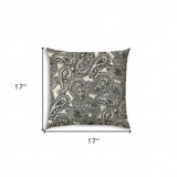17" X 17" Gray And Cream Blown Seam Paisley Lumbar Indoor Outdoor Pillow - Homeroots - Flyclothing LLC
