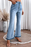 High Waist Button Fly Flared Jeans - Trendsi