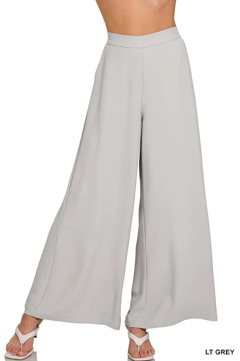 Zenana Relaxed Fit Elastic Waisted Wide Leg Pants - Trendsi - Flyclothing LLC