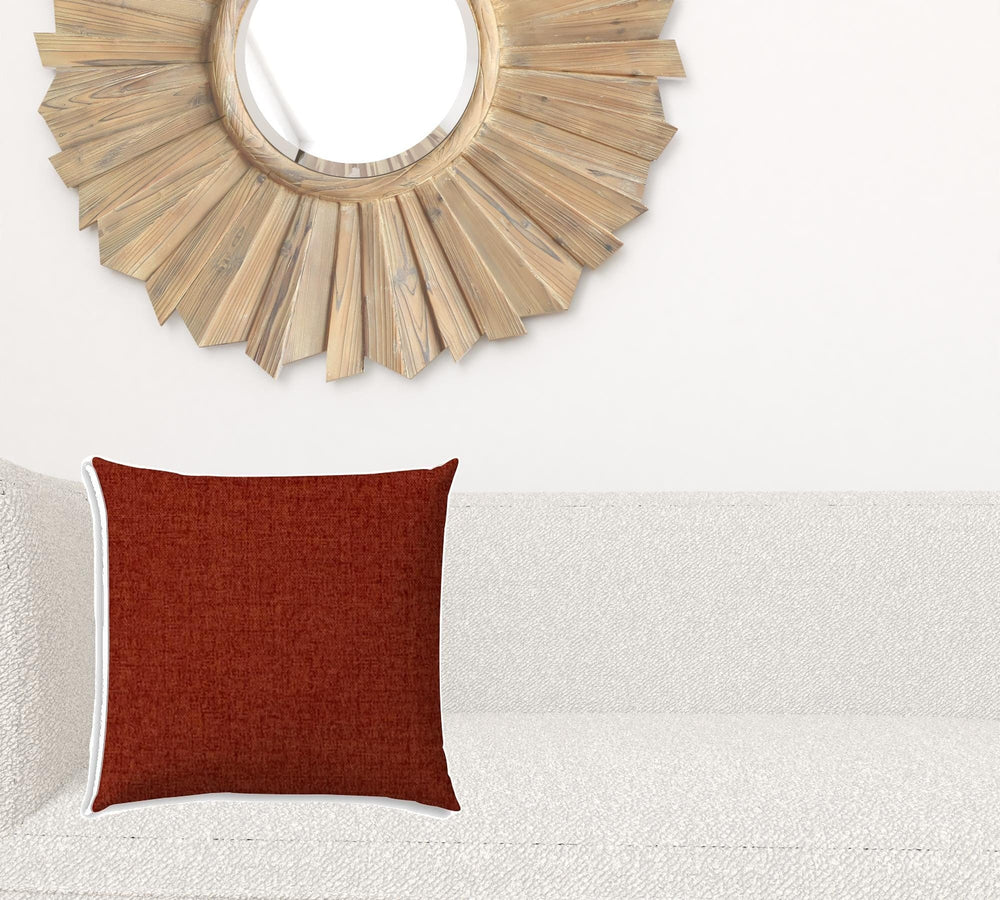 17" X 17" Brick And Red Blown Seam Solid Color Lumbar Indoor Outdoor Pillow - Homeroots - Flyclothing LLC