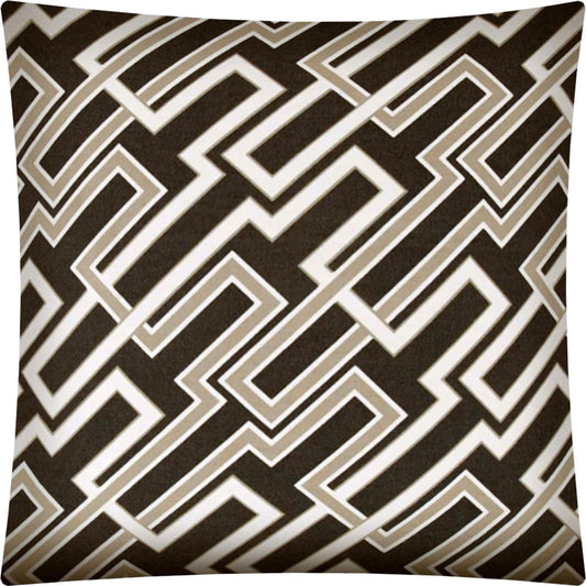 17" X 17" Taupe And Chocolate Blown Seam Trellis Lumbar Indoor Outdoor Pillow - Homeroots