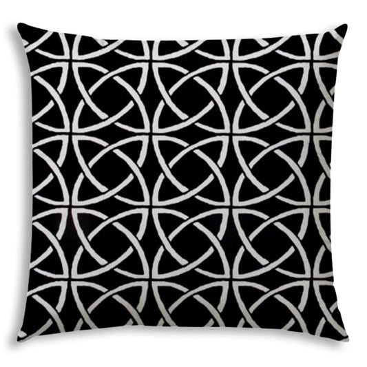 17" X 17" Black And White Blown Seam Interlocking Throw Indoor Outdoor Pillow - Homeroots