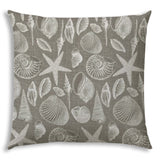 17" X 17" Cream And Gray Seashells Blown Seam Nautical Throw Indoor Outdoor Pillow - Homeroots
