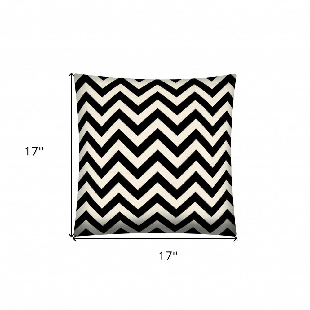 17" X 17" Black And Ivory Blown Seam Zigzag Throw Indoor Outdoor Pillow - Homeroots