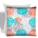 17" X 17" Orange And White Zippered Floral Throw Indoor Outdoor Pillow - Homeroots