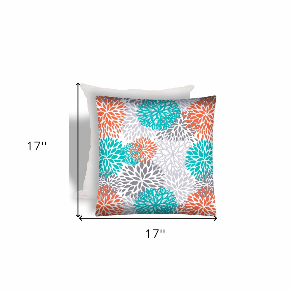 17" X 17" Orange And White Zippered Floral Throw Indoor Outdoor Pillow - Homeroots - Flyclothing LLC