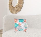 17" X 17" Orange And White Zippered Floral Throw Indoor Outdoor Pillow - Homeroots