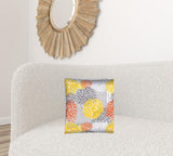 17" X 17" Gray And White Zippered Floral Throw Indoor Outdoor Pillow - Homeroots