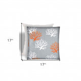 17" X 17" Gray And White Corals Zippered Coastal Throw Indoor Outdoor Pillow - Homeroots