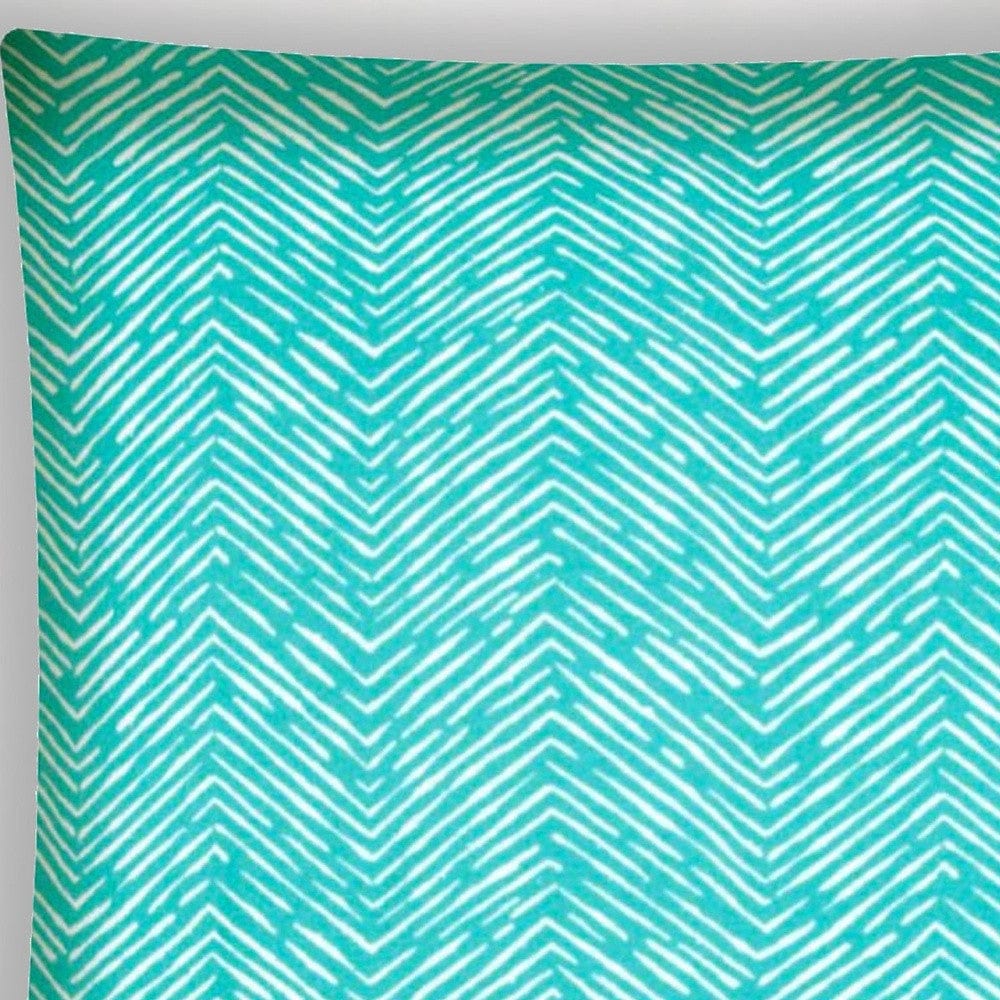 17" X 17" Turquoise And White Zippered Zigzag Throw Indoor Outdoor Pillow - Homeroots - Flyclothing LLC