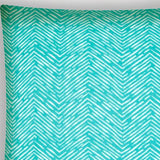 17" X 17" Turquoise And White Zippered Zigzag Throw Indoor Outdoor Pillow - Homeroots