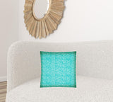 17" X 17" Turquoise And White Zippered Zigzag Throw Indoor Outdoor Pillow - Homeroots