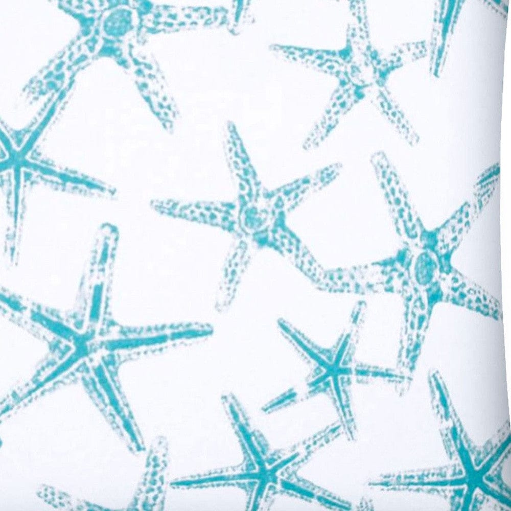 17" X 17" Turquoise And White Starfish Zippered Coastal Throw Indoor Outdoor Pillow - Homeroots - Flyclothing LLC