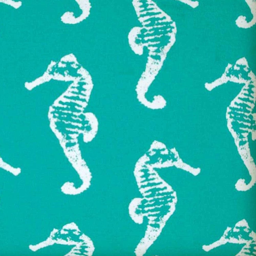 17" X 17" Turquoise And White Seahorse Zippered Coastal Throw Indoor Outdoor Pillow - Homeroots - Flyclothing LLC