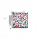 17" X 17" Coral And White Zippered Paisley Throw Indoor Outdoor Pillow - Homeroots