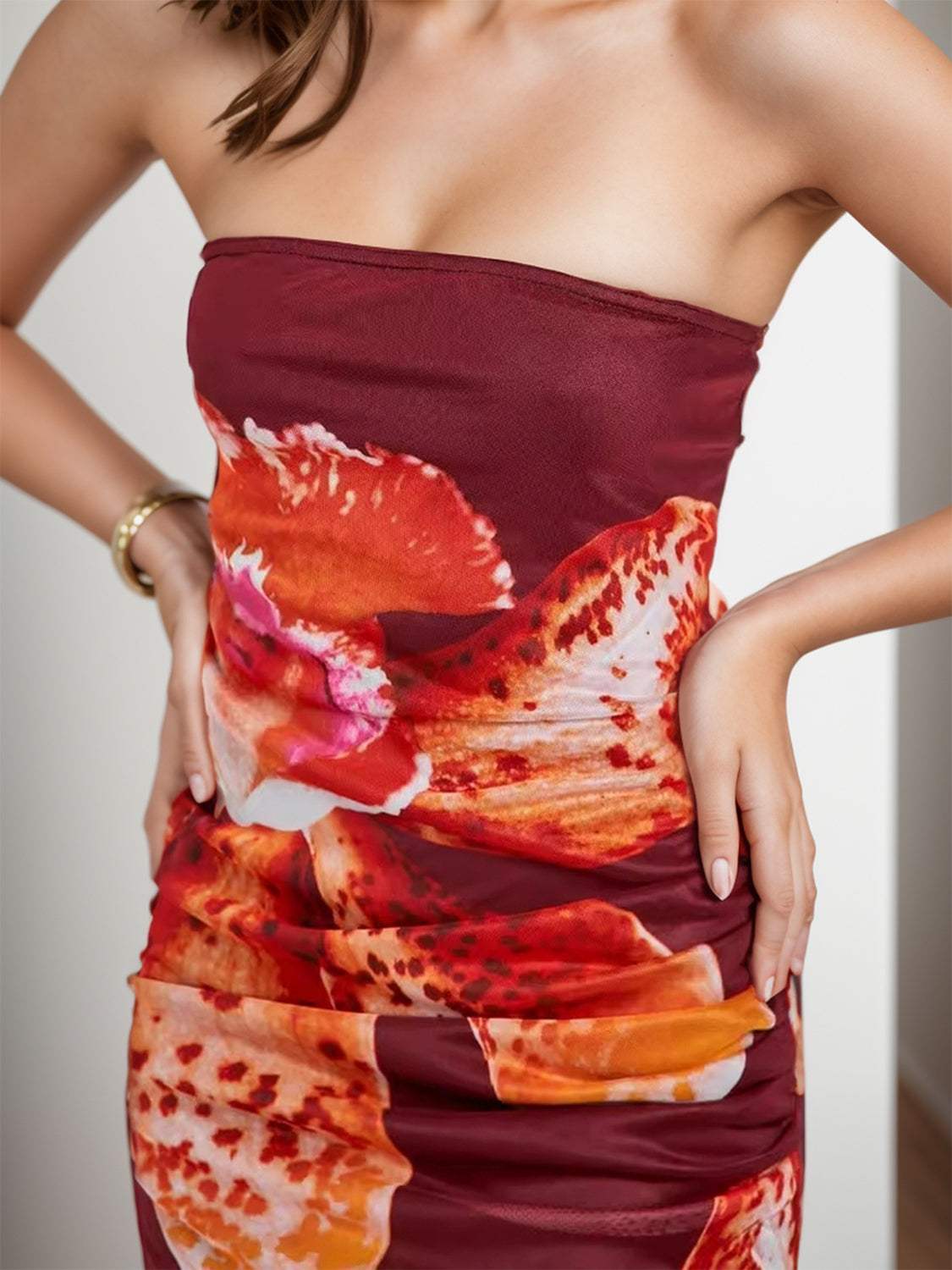 Printed Tube Sleeveless Maxi Dress - Trendsi - Flyclothing LLC