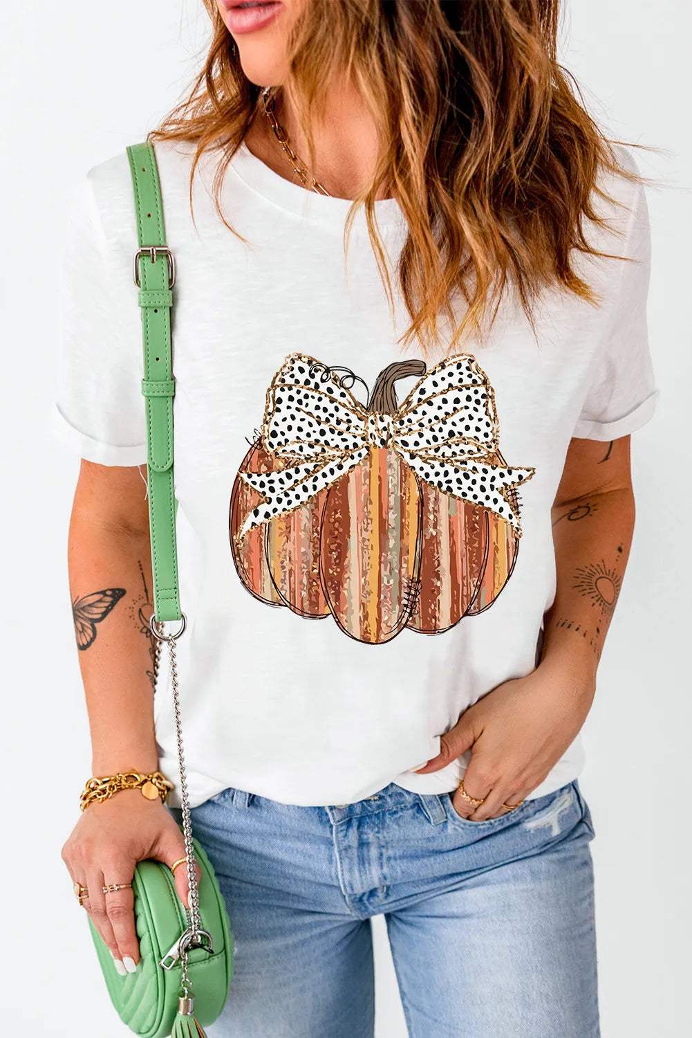 Full Size Pumpkin Round Neck Short Sleeve T-Shirt - Trendsi - Flyclothing LLC
