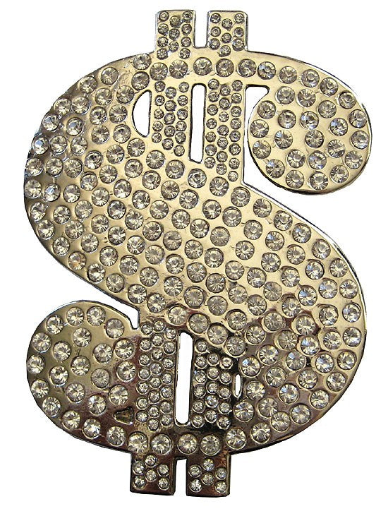 Faux Diamond Dollar Sign Buckle